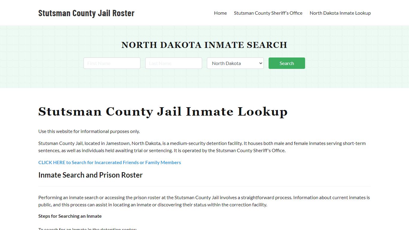 Stutsman County Jail Roster Lookup, ND, Inmate Search